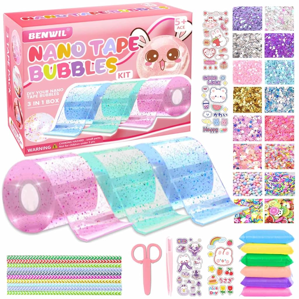 HASTHIP® DIY Nano Tape Bubble Clay Craft Kit for Kids, DIY Puffy Confetti Tape Art Kit, DIY Squishy Making Maker Kit for Kids, Includes Assorted Decorative Fillings, Stickers, Children's Day Gift HASTHIP® DIY Nano Tape Bubble Clay Craft Kit for Kids, DIY Puffy Confetti Tape Art Kit, DIY Squishy Making Maker Kit for Kids, Includes Assorted Decorative Fillings, Stickers, Children's Day Gift